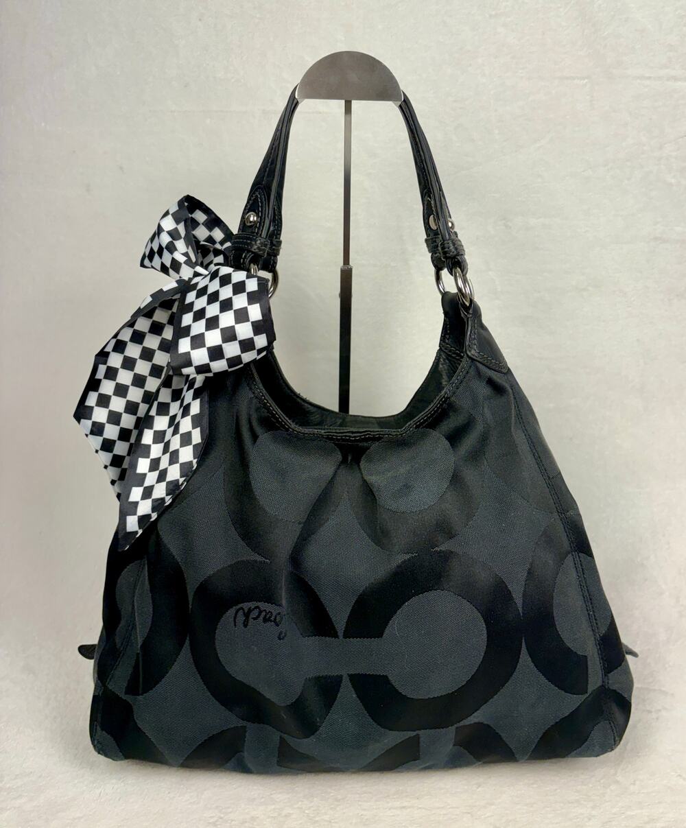 Coach Y2K Madison Op Art Sateen Maggie Shoulder Bag with Scarf
